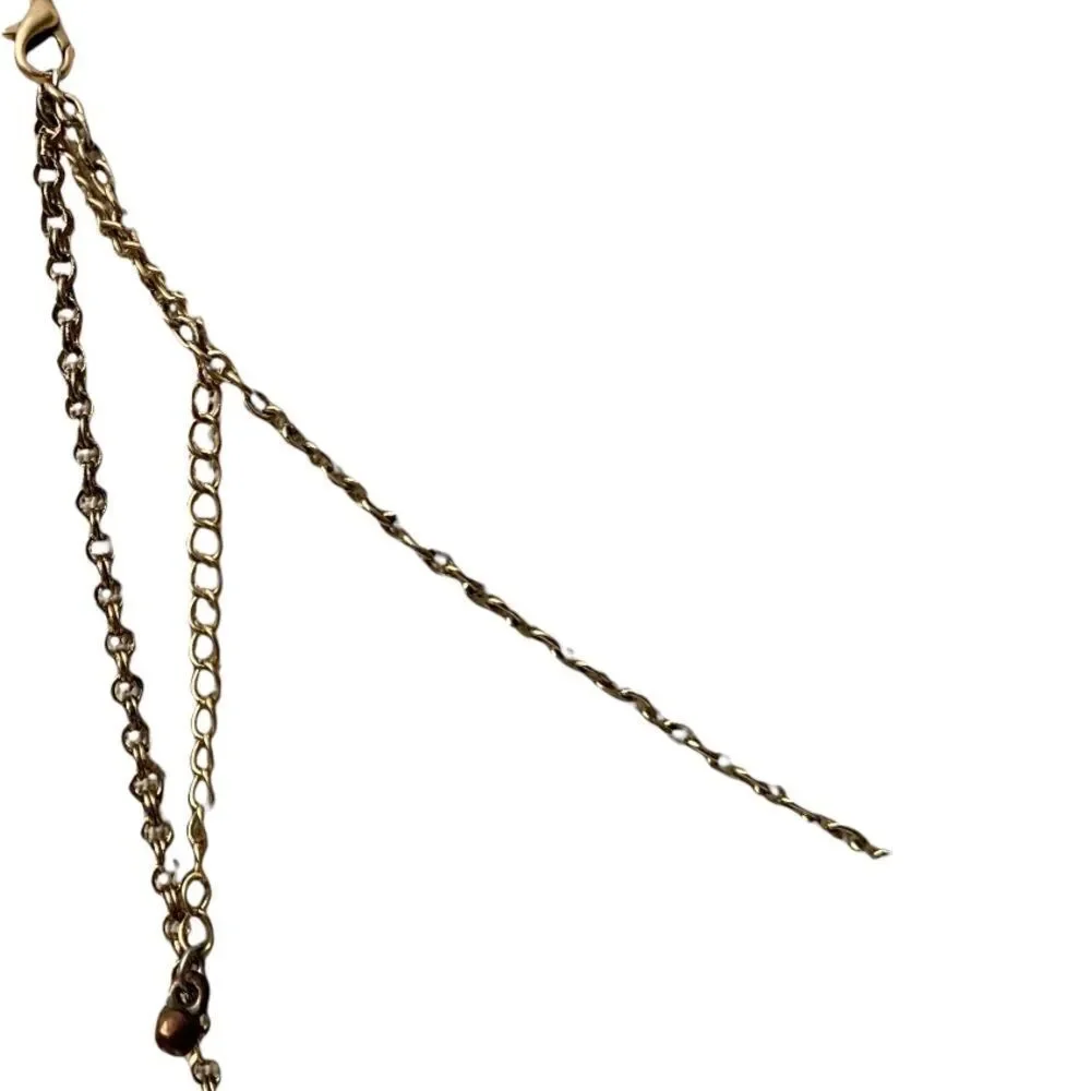 Elegant Two Layered Long Necklace in Gold Vintage Tone